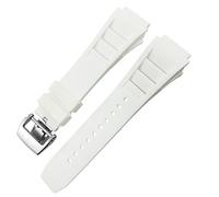 CEKGDB Rubber Watchband 20mm 25mm for Richard Spring Bar Silicone Mille Sport Watch Strap Soft Waterproof Wristband(White fold buckle)