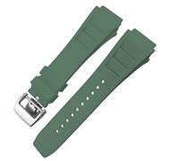 CEKGDB Rubber Watchband 20mm 25mm for Richard Spring Bar Silicone Mille Sport Watch Strap Soft Waterproof Wristband(Green fold buckle)