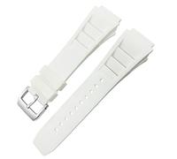 CEKGDB Rubber Watchband 20mm 25mm for Richard Spring Bar Silicone Mille Sport Watch Strap Soft Waterproof Wristband(White pin buckle)