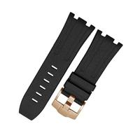 CEKGDB Rubber Watchband For Audemars Piguet Watch Strap Men Silicone Wrist Band Bracelet Accessories For 15703 28mm Silicone Watch Band(Black rosegoldbuckle)