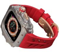 CEKGDB Rugged Rm Titanium Watch Case Rubber Band，For Apple Watch Ultra 2 49mm 45mm 44mm，Men Clear Bezel Sport Watch Strap Stainless Steel Case，For Iwatch 9/8/7/6/5/4/SE Accessories(Medium,45MM)