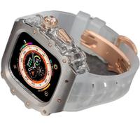 CEKGDB Rugged Rm Titanium Watch Case Rubber Band，For Apple Watch Ultra 2 49mm 45mm 44mm，Men Clear Bezel Sport Watch Strap Stainless Steel Case，For Iwatch 9/8/7/6/5/4/SE Accessories(F,45MM)
