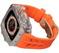 CEKGDB Rugged Rm Titanium Watch Case Rubber Band，For Apple Watch Ultra 2 49mm 45mm 44mm，Men Clear Bezel Sport Watch Strap Stainless Steel Case，For Iwatch 9/8/7/6/5/4/SE Accessories(L,49MM)