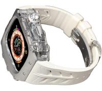 CEKGDB Rugged Rm Titanium Watch Case Rubber Band，For Apple Watch Ultra 2 49mm 45mm 44mm，Men Clear Bezel Sport Watch Strap Stainless Steel Case，For Iwatch 9/8/7/6/5/4/SE Accessories(G,44MM)