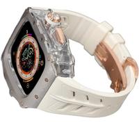 CEKGDB Rugged Rm Titanium Watch Case Rubber Band，For Apple Watch Ultra 2 49mm 45mm 44mm，Men Clear Bezel Sport Watch Strap Stainless Steel Case，For Iwatch 9/8/7/6/5/4/SE Accessories(O,44MM)