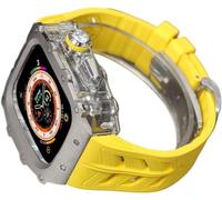 CEKGDB Rugged Rm Titanium Watch Case Rubber Band，For Apple Watch Ultra 2 49mm 45mm 44mm，Men Clear Bezel Sport Watch Strap Stainless Steel Case，For Iwatch 9/8/7/6/5/4/SE Accessories(H,49MM)