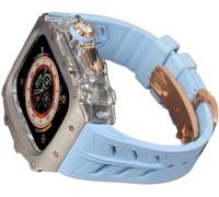 CEKGDB Rugged Rm Titanium Watch Case Rubber Band，For Apple Watch Ultra 2 49mm 45mm 44mm，Men Clear Bezel Sport Watch Strap Stainless Steel Case，For Iwatch 9/8/7/6/5/4/SE Accessories(J,44MM)