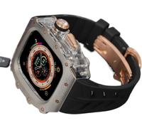 CEKGDB Rugged Rm Titanium Watch Case Rubber Band，For Apple Watch Ultra 2 49mm 45mm 44mm，Men Clear Bezel Sport Watch Strap Stainless Steel Case，For Iwatch 9/8/7/6/5/4/SE Accessories(I,49MM)