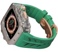 CEKGDB Rugged Rm Titanium Watch Case Rubber Band，For Apple Watch Ultra 2 49mm 45mm 44mm，Men Clear Bezel Sport Watch Strap Stainless Steel Case，For Iwatch 9/8/7/6/5/4/SE Accessories(K,44MM)