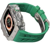 CEKGDB Rugged Rm Titanium Watch Case Rubber Band，For Apple Watch Ultra 2 49mm 45mm 44mm，Men Clear Bezel Sport Watch Strap Stainless Steel Case，For Iwatch 9/8/7/6/5/4/SE Accessories(C,49MM)