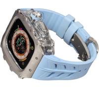 CEKGDB Rugged Rm Titanium Watch Case Rubber Band，For Apple Watch Ultra 2 49mm 45mm 44mm，Men Clear Bezel Sport Watch Strap Stainless Steel Case，For Iwatch 9/8/7/6/5/4/SE Accessories(B,45MM)