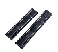 CEKGDB Soft Calfskin Leather Watch Strap 20mm 22mm 24m WatchBands For Breitling Watchband Avenger/navitimer Premier Bracelet Folding Buckle(Black Bamboo,20mm Silver Buckle)