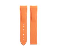 CEKGDB Soft Flexible Rubber Watchband For Omega Speedmaster Moonwatch Seamaster 300 AT150 PLANET OCEAN 600 Wristband 20/21/22mm No buckle(Orange White,20mm)