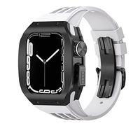 CEKGDB Sport Rubber Watch Band Titanium alloy Watch Case Modification Kit，For Apple Watch 8 7 6 5 4 SE 44mm 45mm Series Watch Upgraded Replacement Luxury Watch Strap Kit(N,44mm)