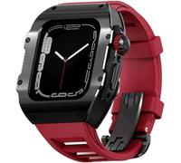 CEKGDB Stainless Steel Watch Case Rm Fluorine Rubber Strap Mod Kit，For Apple Watch Ultra 8 49mm Upgrade Titanium Bezels Shockproof Exercise Band，For Women and Men(F)