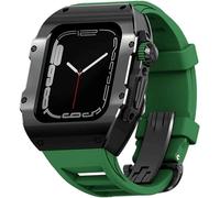 CEKGDB Stainless Steel Watch Case Rm Fluorine Rubber Strap Mod Kit，For Apple Watch Ultra 8 49mm Upgrade Titanium Bezels Shockproof Exercise Band，For Women and Men(A)