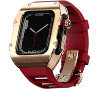 CEKGDB Stainless Steel Watch Case Rm Fluorine Rubber Strap Mod Kit，For Apple Watch Ultra 8 49mm Upgrade Titanium Bezels Shockproof Exercise Band，For Women and Men(I)