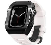 CEKGDB Stainless Steel Watch Case Rm Fluorine Rubber Strap Mod Kit，For Apple Watch Ultra 8 49mm Upgrade Titanium Bezels Shockproof Exercise Band，For Women and Men(B)