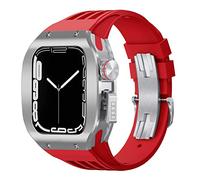 CEKGDB Titanium alloy Bezel Cover Frame Rubber Strap Luxury Watch Band Mod Kit，For Apple Watch 8 7 6 5 4 SE 44mm 45mm Series Watch Replacement Upgraded Watch Strap Kit(K,44mm)