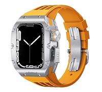 CEKGDB Titanium alloy Watch Case Strap Mod Kit，For Apple Watch 8 7 45mm 6 5 4 SE 44MM Series Watch Replacement Luxury Modification Alloy Frame Rubber Band(I,45mm)