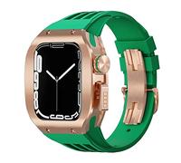 CEKGDB Titanium alloy Watch Case+Strap Mod Kit，For Apple Watch 8 7 6 5 4 SE 44MM 45mm Replacement Upgraded Luxury Watch Strap Modification Kit Alloy Frame Rubber Watch Band(D,44mm)