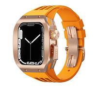 CEKGDB Titanium alloy Watch Case+Strap Mod Kit，For Apple Watch 8 7 6 5 4 SE 44MM 45mm Replacement Upgraded Luxury Watch Strap Modification Kit Alloy Frame Rubber Watch Band(C,44mm)