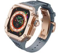 CEKGDB Titanium Watch Case Rubber Band Mod Kit，For Apple Watch Ultra2 Ultra8 49mm Series，Rm Style Men Metal Cover Watch Band Replacement Accessories，For Iwatch 49mm upgrade(H,For Ultra 49MM)