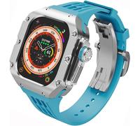 CEKGDB Titanium Watch Case Rubber Band Mod Kit，For Apple Watch Ultra2 Ultra8 49mm Series，Rm Style Men Metal Cover Watch Band Replacement Accessories，For Iwatch 49mm upgrade, Medium, For Ultra 49MM