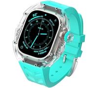 CEKGDB Transparent Glacier Case+Silicone Watch Strap Urban Sport Mod Kit，For Apple Watch Ultra 8 49mm 7 45mm 6 5 4 SE 44mm Series Watch Upgrade Rubber Watch Band