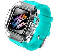CEKGDB Transparent Glacier Case+Silicone Watch Strap Urban Sport Mod Kit，For Apple Watch Ultra 8 49mm 7 45mm 6 5 4 SE 44mm Series Watch Upgrade Rubber Watch Band