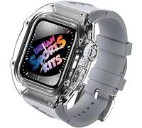 CEKGDB Transparent Glacier Case+Silicone Watch Strap Urban Sport Mod Kit，For Apple Watch Ultra 8 49mm 7 45mm 6 5 4 SE 44mm Series Watch Upgrade Rubber Watch Band