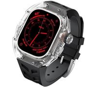 CEKGDB Transparent Glacier Case+Silicone Watch Strap Urban Sport Mod Kit，For Apple Watch Ultra 8 49mm 7 45mm 6 5 4 SE 44mm Series Watch Upgrade Rubber Watch Band