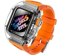 CEKGDB Transparent Glacier Case+Silicone Watch Strap Urban Sport Mod Kit，For Apple Watch Ultra 8 49mm 7 45mm 6 5 4 SE 44mm Series Watch Upgrade Rubber Watch Band(E,49MM)