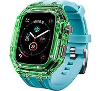 CEKGDB Transparent Lightweight Protective Case Liquid Silicone Belt Material，for Apple Watch 45/44mm, Crystal Clear Rugged Protective Bumper Full Protection，for Iwatch Series 8 7 6 5 4 3 SE