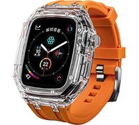 CEKGDB Transparent Lightweight Protective Case Liquid Silicone Belt Material，for Apple Watch 45/44mm, Crystal Clear Rugged Protective Bumper Full Protection，for Iwatch Series 8 7 6 5 4 3 SE