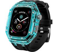 CEKGDB Transparent Lightweight Protective Case Liquid Silicone Belt Material，for Apple Watch 45/44mm, Crystal Clear Rugged Protective Bumper Full Protection，for Iwatch Series 8 7 6 5 4 3 SE