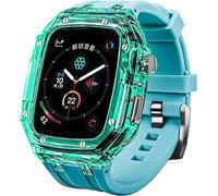 CEKGDB Transparent Lightweight Protective Case Liquid Silicone Belt Material，for Apple Watch 45/44mm, Crystal Clear Rugged Protective Bumper Full Protection，for Iwatch Series 8 7 6 5 4 3 SE