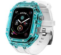 CEKGDB Transparent Lightweight Protective Case Liquid Silicone Belt Material，for Apple Watch 45/44mm, Crystal Clear Rugged Protective Bumper Full Protection，for Iwatch Series 8 7 6 5 4 3 SE