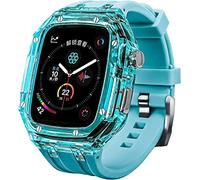 CEKGDB Transparent Lightweight Protective Case Liquid Silicone Belt Material，for Apple Watch 45/44mm, Crystal Clear Rugged Protective Bumper Full Protection，for Iwatch Series 8 7 6 5 4 3 SE