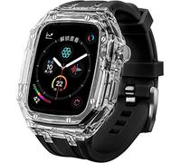 CEKGDB Transparent Lightweight Protective Case Liquid Silicone Belt Material，for Apple Watch 45/44mm, Crystal Clear Rugged Protective Bumper Full Protection，for Iwatch Series 8 7 6 5 4 3 SE