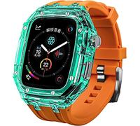 CEKGDB Transparent Lightweight Protective Case Liquid Silicone Belt Material，for Apple Watch 45/44mm, Crystal Clear Rugged Protective Bumper Full Protection，for Iwatch Series 8 7 6 5 4 3 SE
