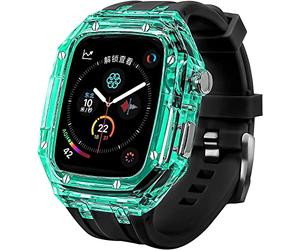 CEKGDB Transparent Lightweight Protective Case Liquid Silicone Belt Material，for Apple Watch 45/44mm, Crystal Clear Rugged Protective Bumper Full Protection，for Iwatch Series 8 7 6 5 4 3 SE