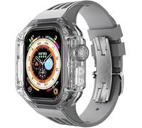 CEKGDB Transparent Watch Case Rubber Band Mod Kit，For Apple Watch Ultra 49mm，Rm Clear Watch Case Sport Breathable Strap，For Iwatch Series 8 49MM Replacement Accessories(H)