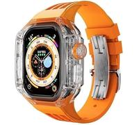 CEKGDB Transparent Watch Case Rubber Band Mod Kit，For Apple Watch Ultra 49mm，Rm Clear Watch Case Sport Breathable Strap，For Iwatch Series 8 49MM Replacement Accessories(I)