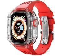 CEKGDB Transparent Watch Case Rubber Band Mod Kit，For Apple Watch Ultra 49mm，Rm Clear Watch Case Sport Breathable Strap，For Iwatch Series 8 49MM Replacement Accessories(J)