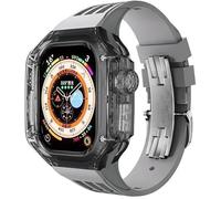 CEKGDB Transparent Watch Case Rubber Band Mod Kit，For Apple Watch Ultra 49mm，Rm Clear Watch Case Sport Breathable Strap，For Iwatch Series 8 49MM Replacement Accessories(E)