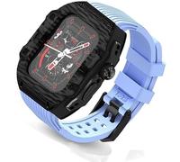 CEKGDB Ultra 49mm Fluorine Rubber Watdch Strap+Carbonfiber Watch Case Carbon Fiber Modification Kit，For Apple Watch Replacement Cover Strap，For Iwatch 8 7 6 5 4 SE 45mm 44mm