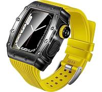 CEKGDB Zinc Alloy Watch Case Stripes Silicone Exercise Band，For Apple Watch 8/7/6/5/4/SE 45mm 44mm 41mm 40mm Series Watch，Metal Frame Sport Silicone Wristband Accessories