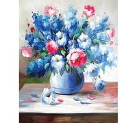 Cekog 5D Diamond Art Painting Kits Blue Bouquet, DIY Diamond Painting Art Kit by Number Full Drill Dot Cross Stitch Embroidery Handmade Canvas Pictures, for Home Wall Decor Round Drill 40x50cm