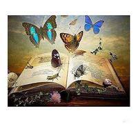 Cekog 5D Diamond Art Painting Kits Blue Butterfly, DIY Diamond Painting Art Kit by Number Full Drill Dot Cross Stitch Embroidery Handmade Canvas Art, for Home Wall Decor Square Drill 100x120cm